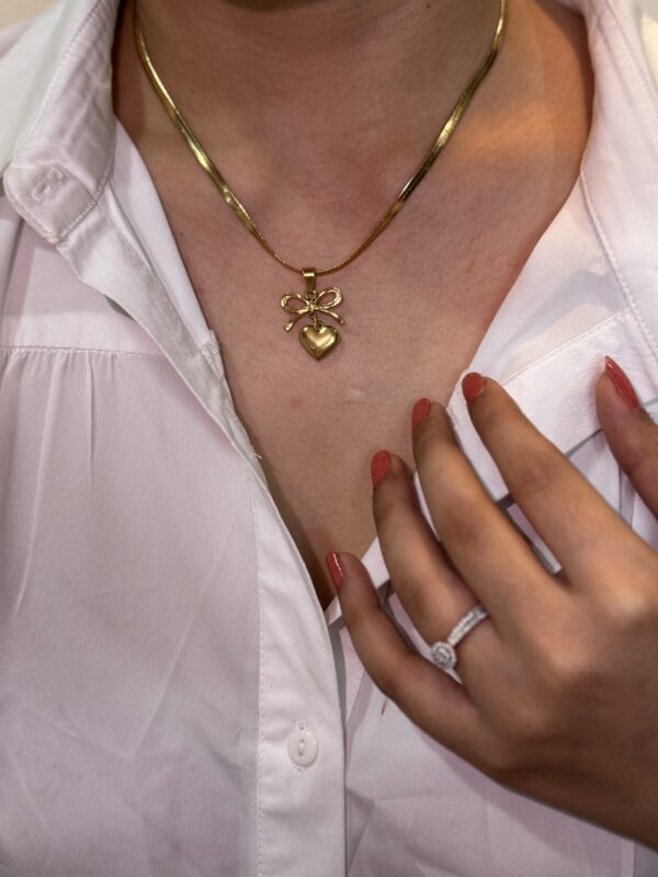 Sweet Bow Heart Necklace